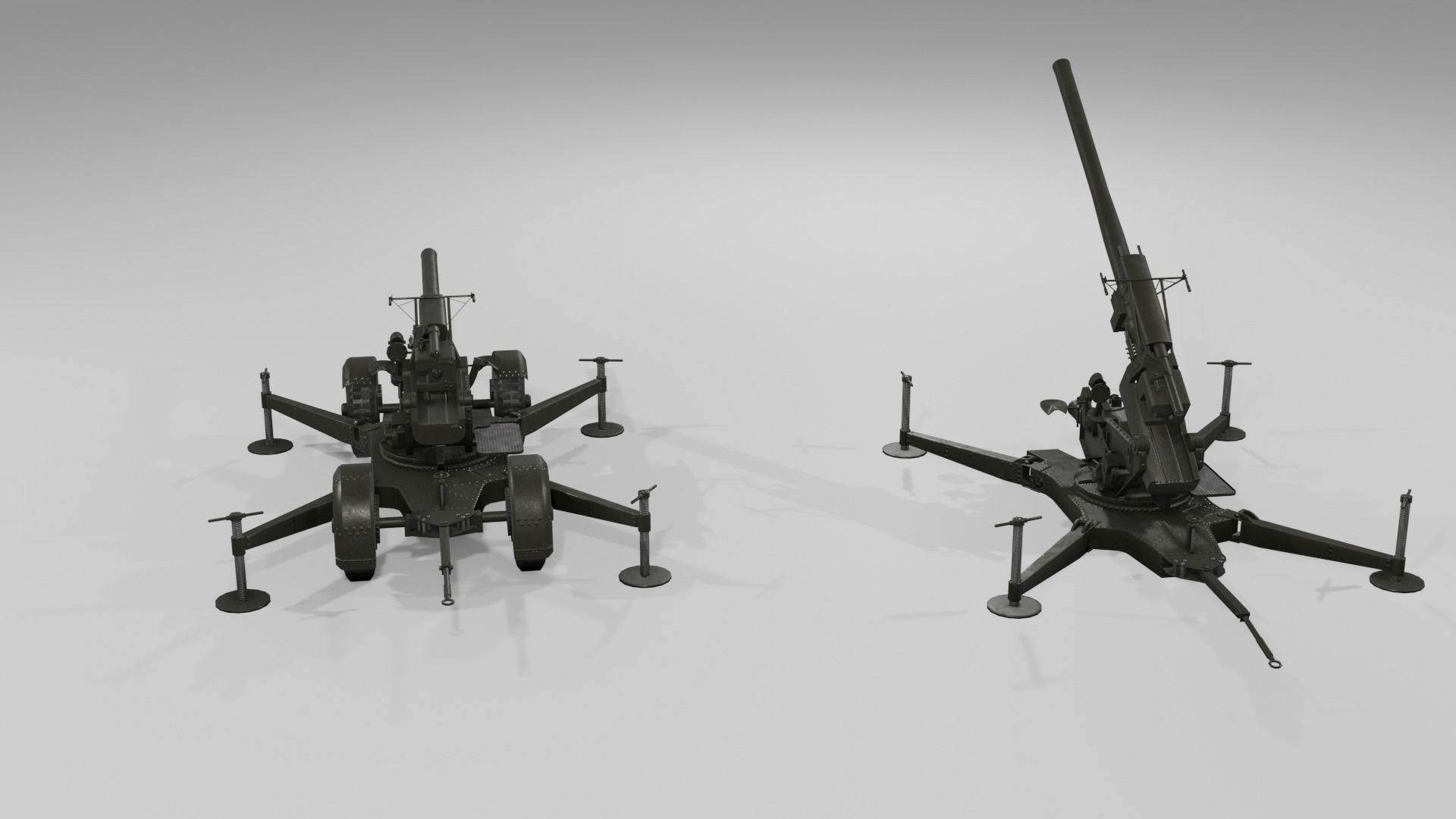 QF 3-7 inch heavy anti-aircraft gun Low-poly 3D model_21