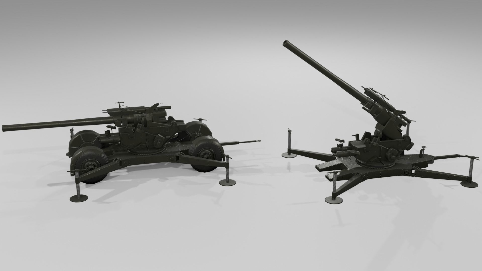 QF 3-7 inch heavy anti-aircraft gun Low-poly 3D model_25
