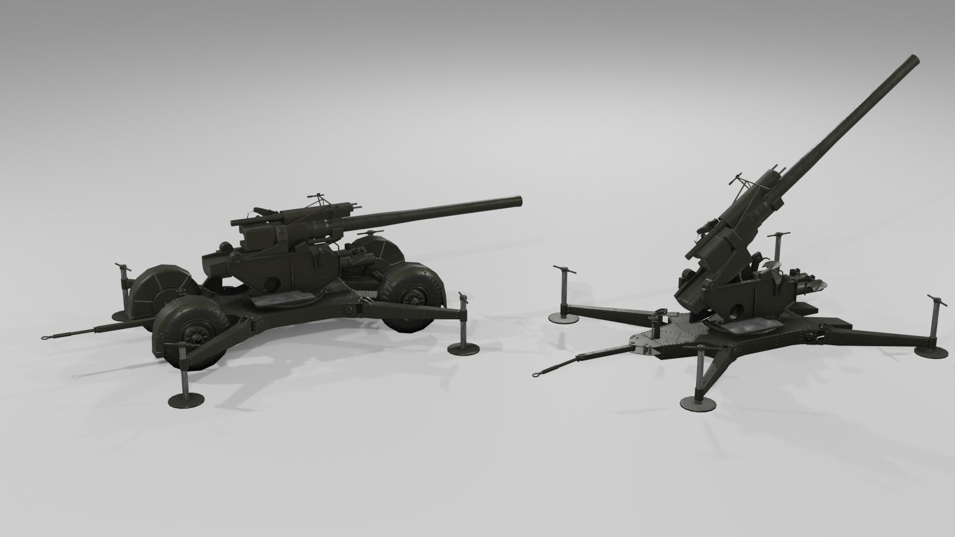 QF 3-7 inch heavy anti-aircraft gun Low-poly 3D model_18