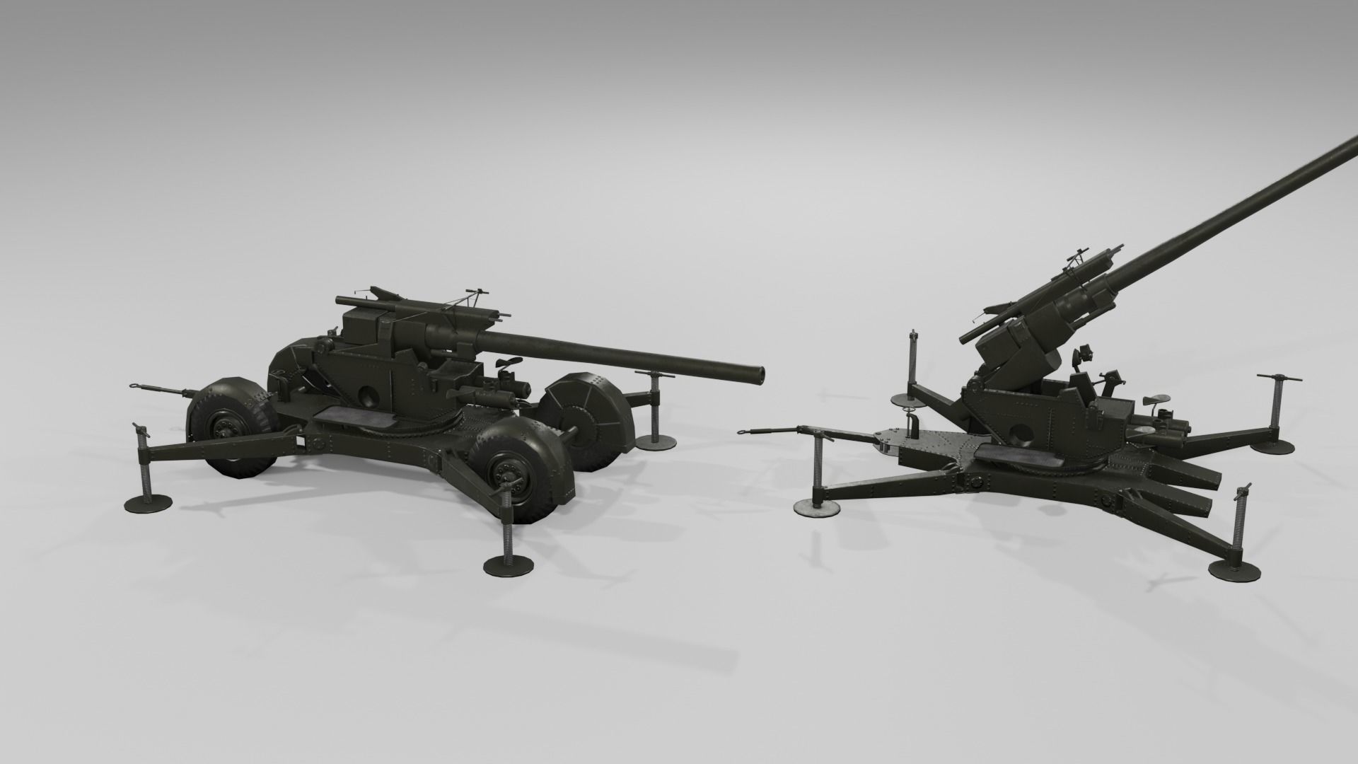 QF 3-7 inch heavy anti-aircraft gun Low-poly 3D model_16