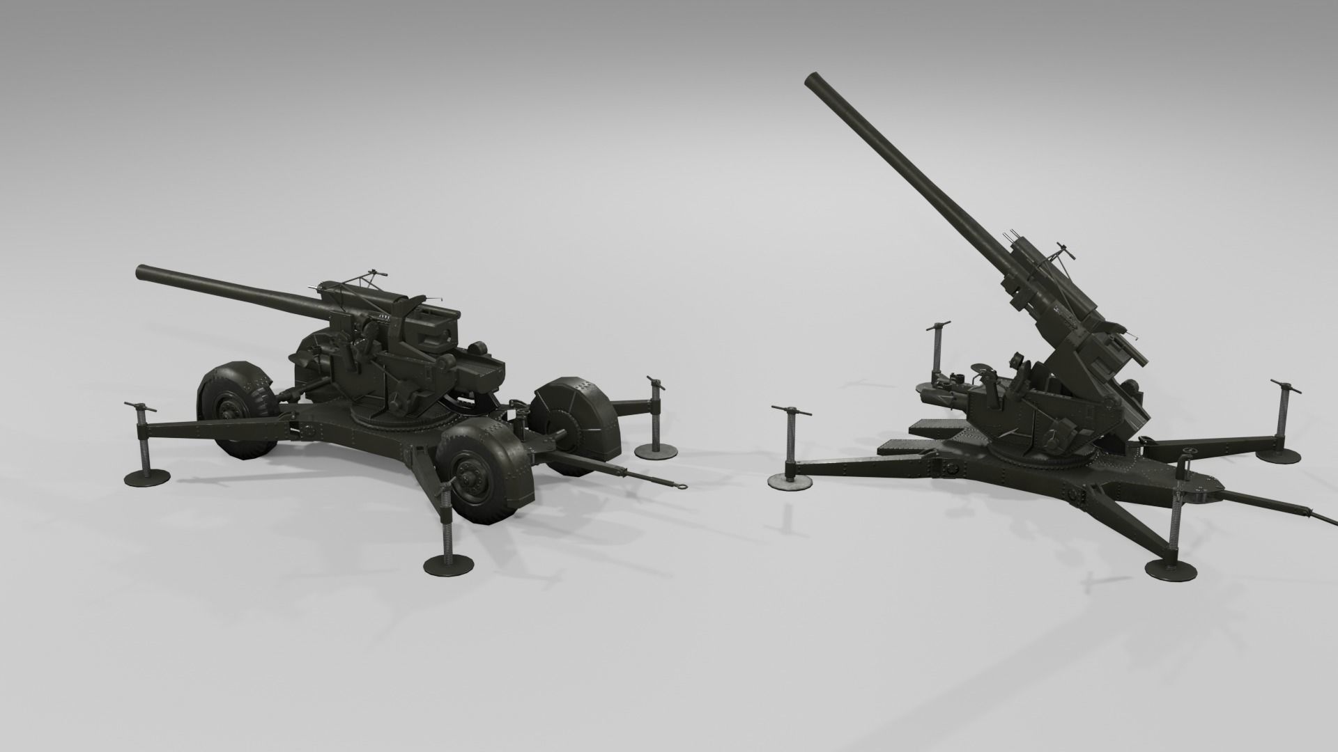 QF 3-7 inch heavy anti-aircraft gun Low-poly 3D model_23