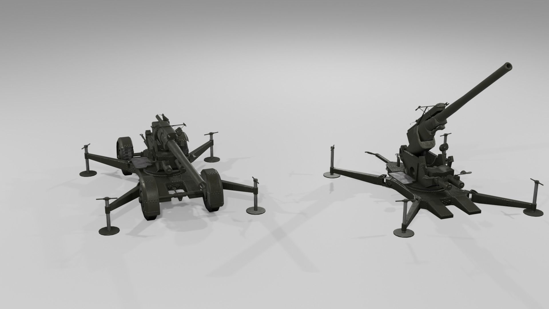 QF 3-7 inch heavy anti-aircraft gun Low-poly 3D model_14