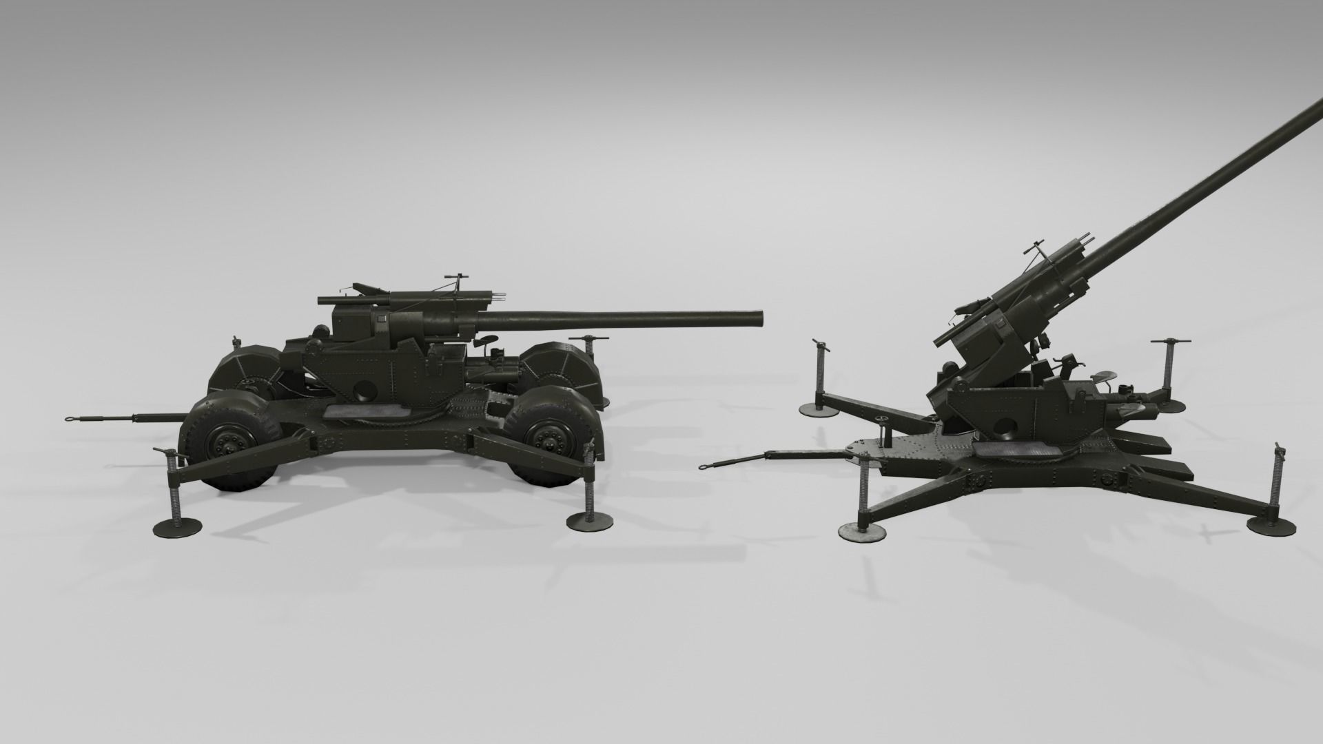 QF 3-7 inch heavy anti-aircraft gun Low-poly 3D model_17