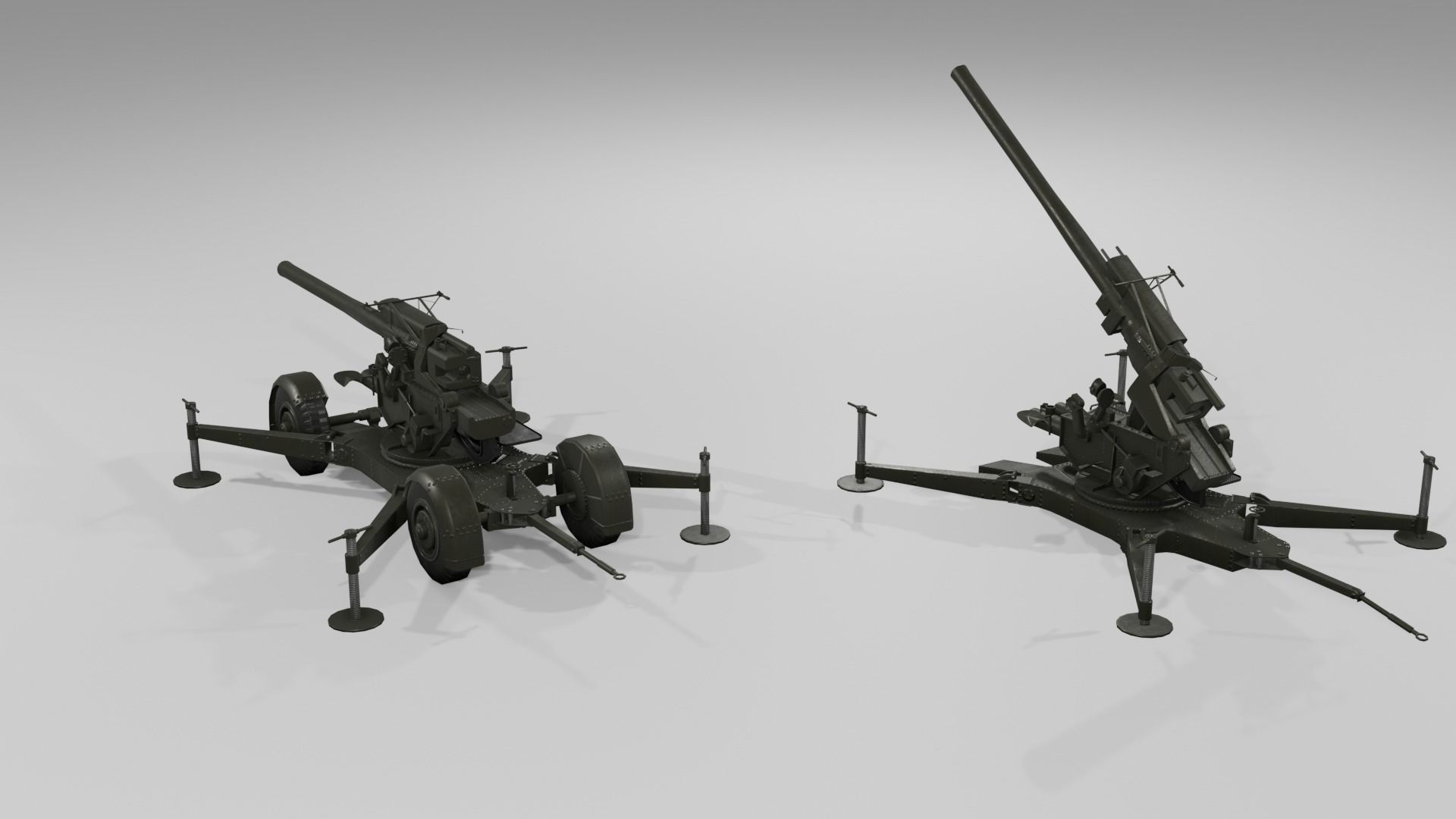QF 3-7 inch heavy anti-aircraft gun Low-poly 3D model_22