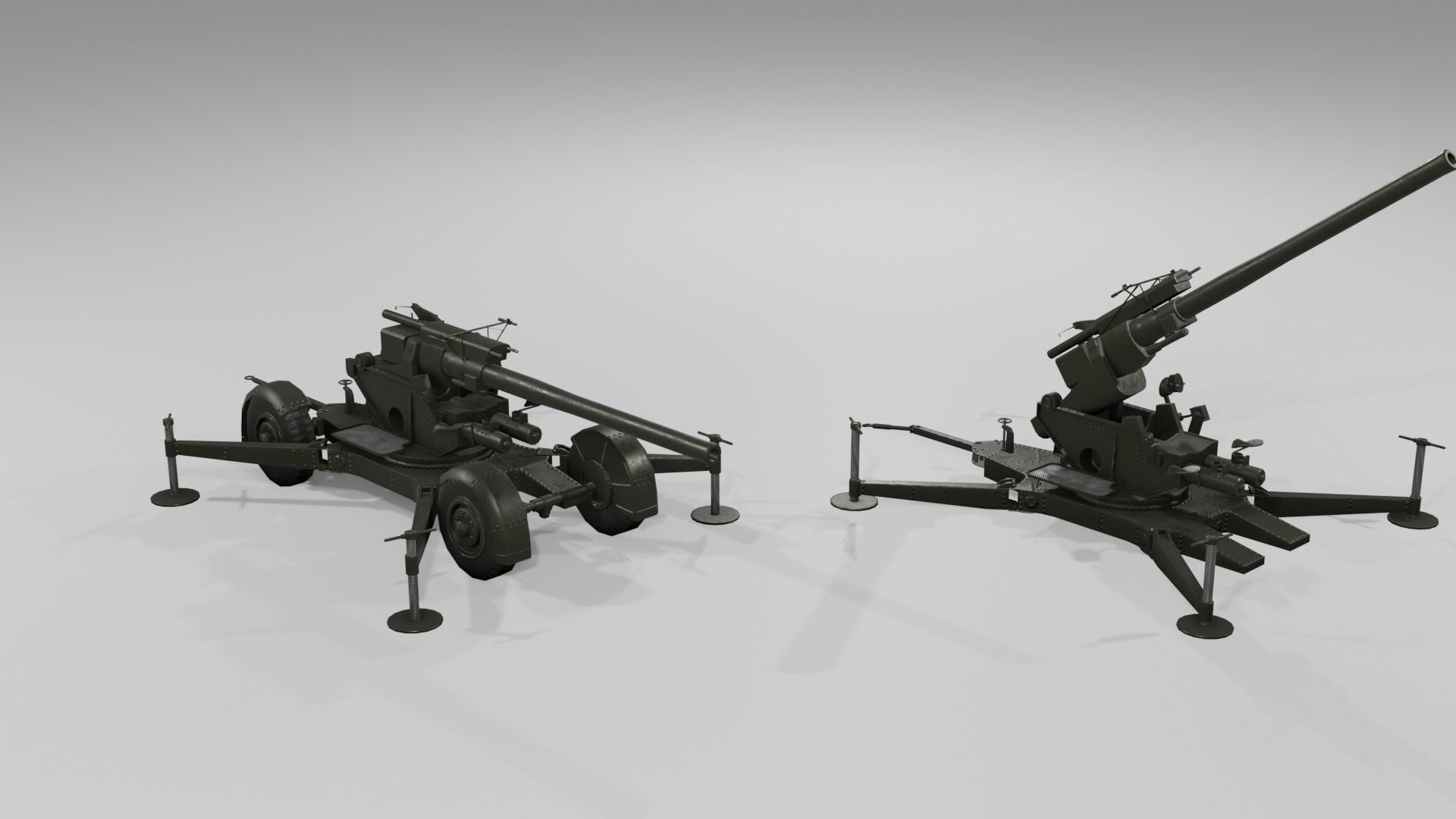 QF 3-7 inch heavy anti-aircraft gun Low-poly 3D model_15