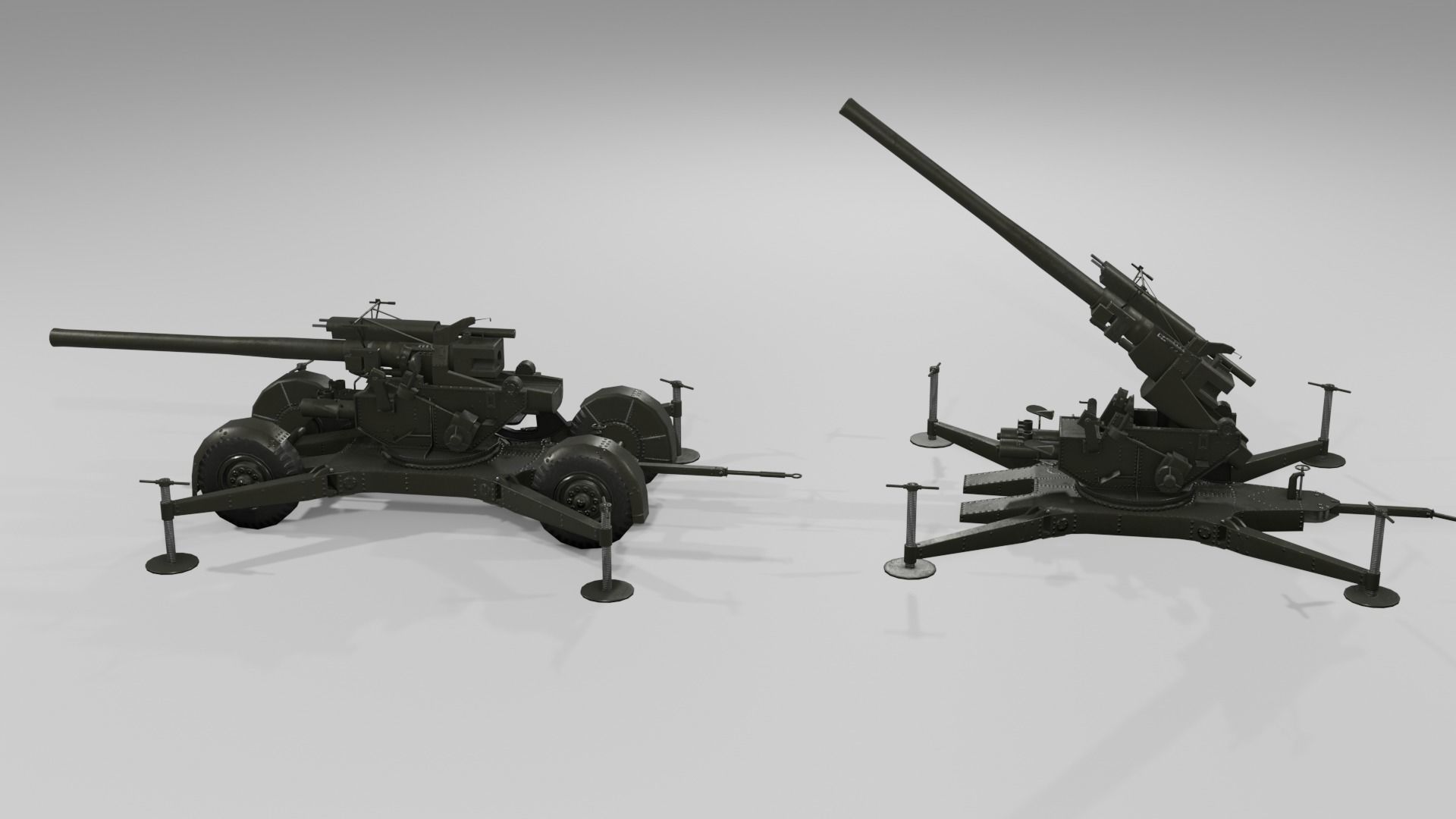 QF 3-7 inch heavy anti-aircraft gun Low-poly 3D model_24