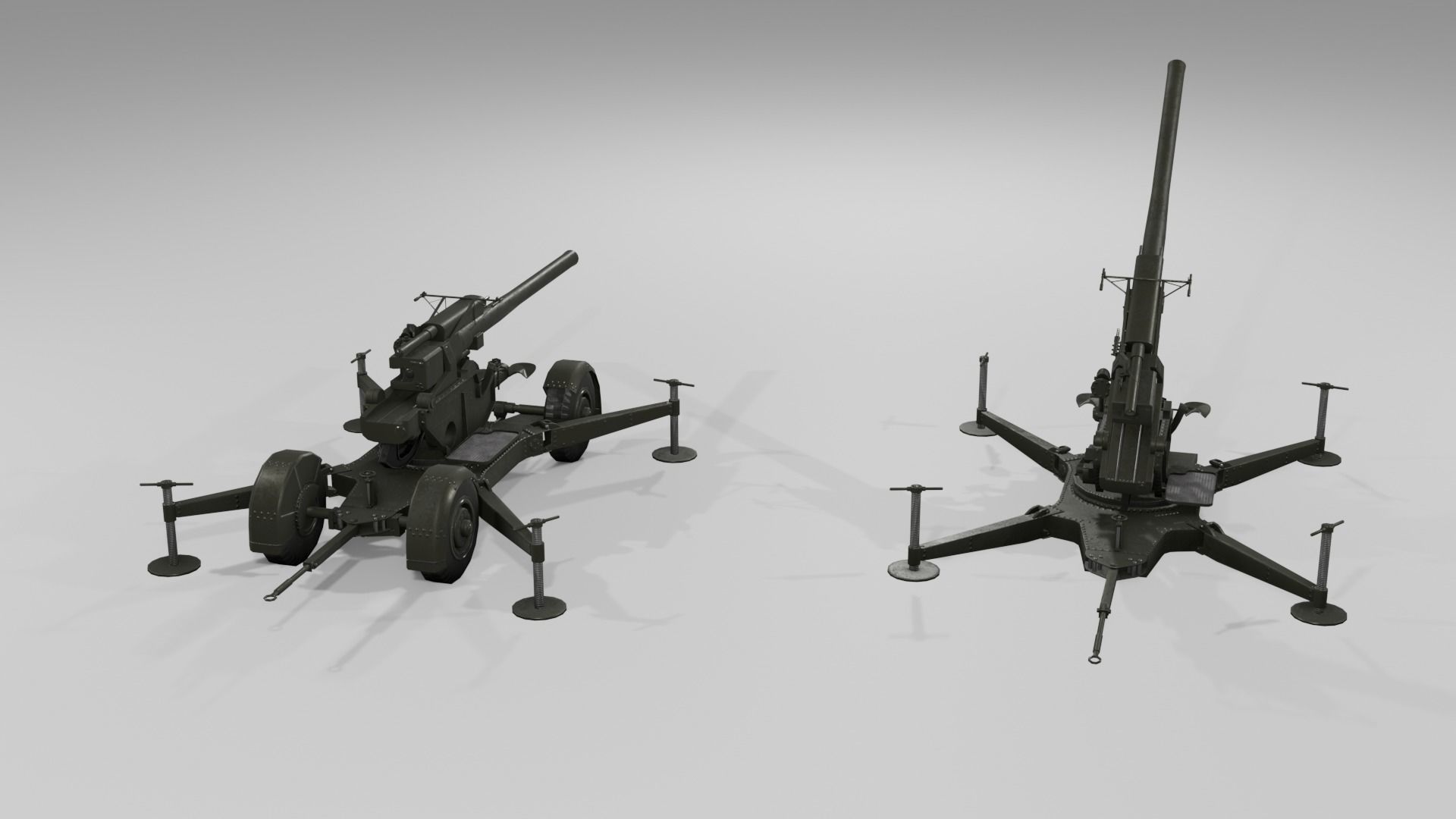 QF 3-7 inch heavy anti-aircraft gun Low-poly 3D model_20