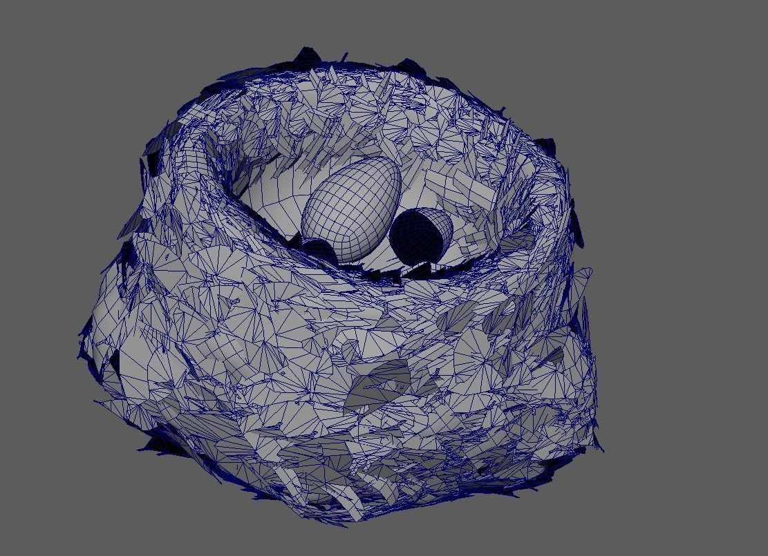 Bird Nest flower Low-poly 3D model_6