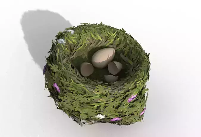Bird Nest flower Low-poly 3D model