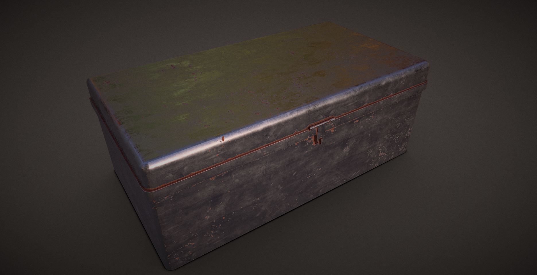 Trunk metal chest Low-poly 3D model_2