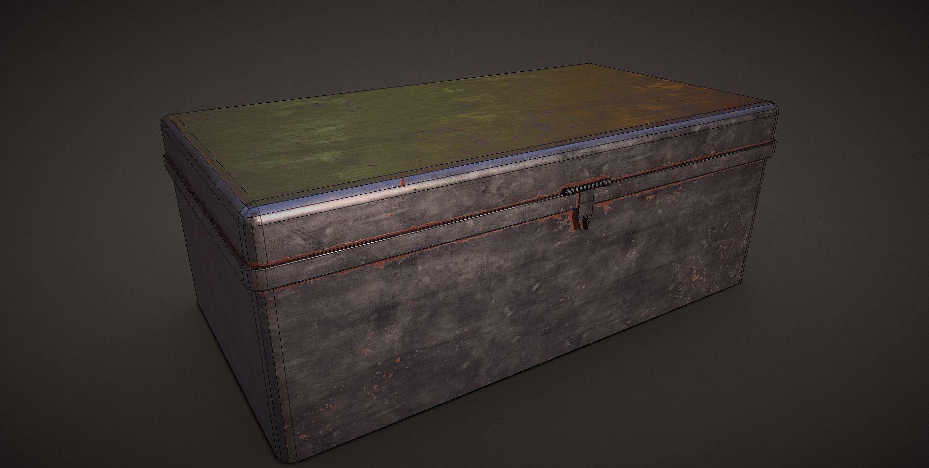 Trunk metal chest Low-poly 3D model_4