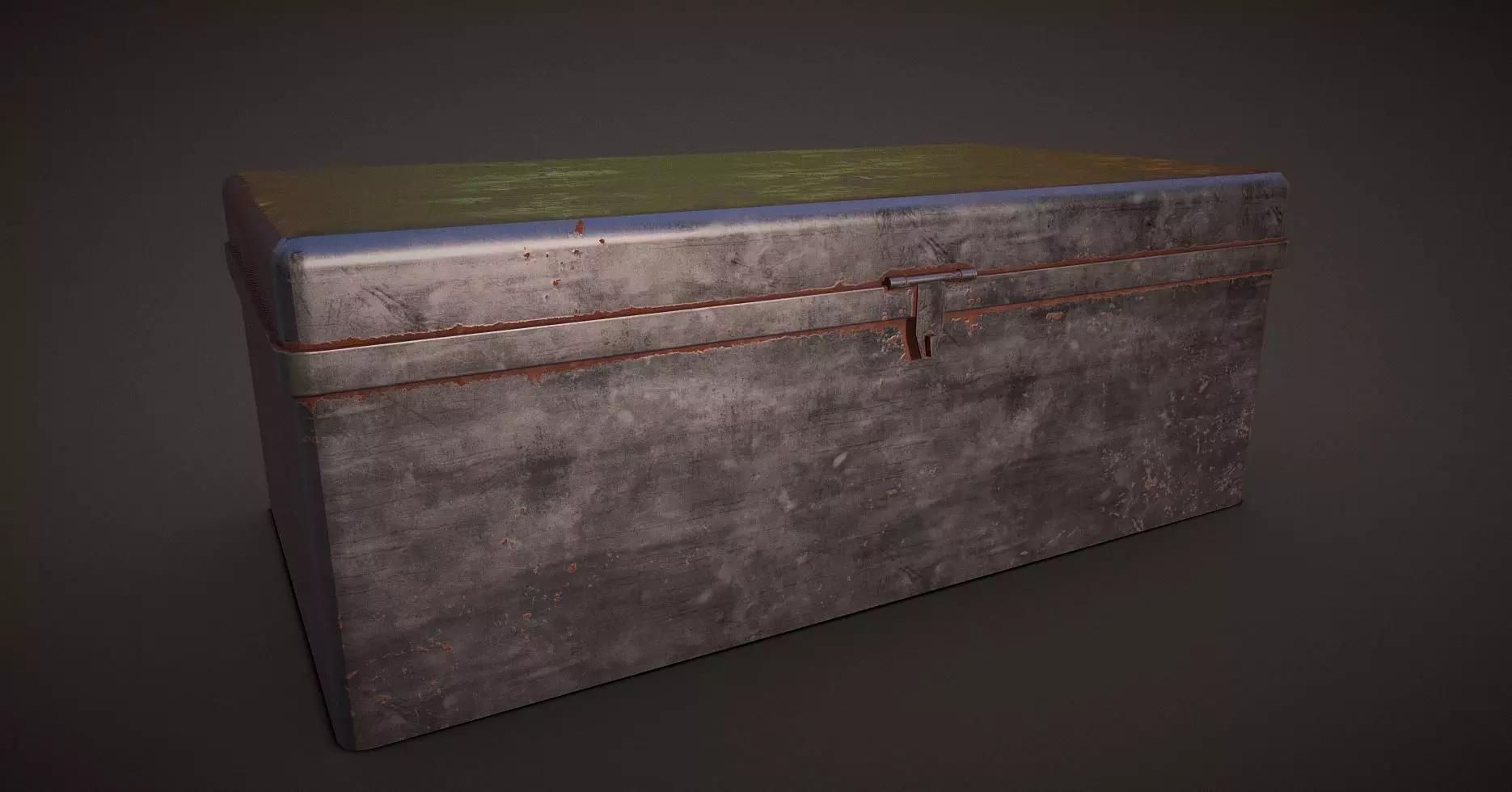 Trunk metal chest Low-poly 3D model_0