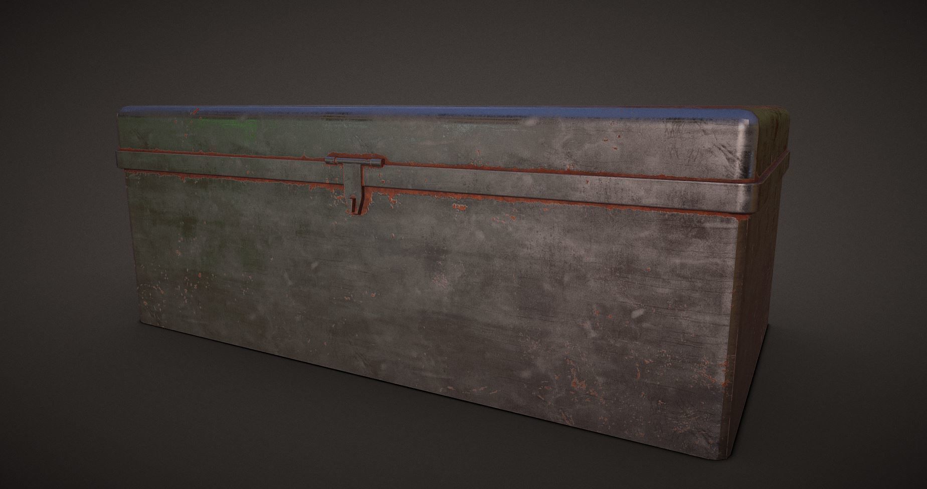 Trunk metal chest Low-poly 3D model_1