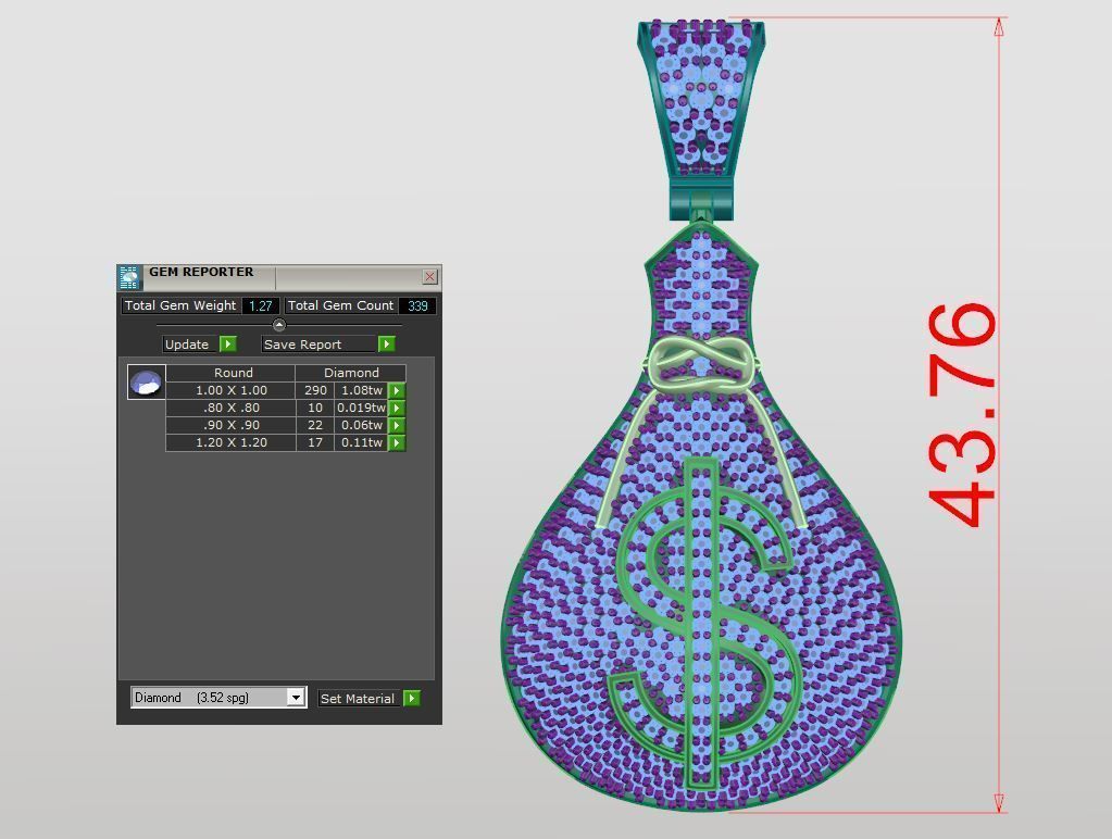 Dollar Pendant 3d print  model  3D print model_10