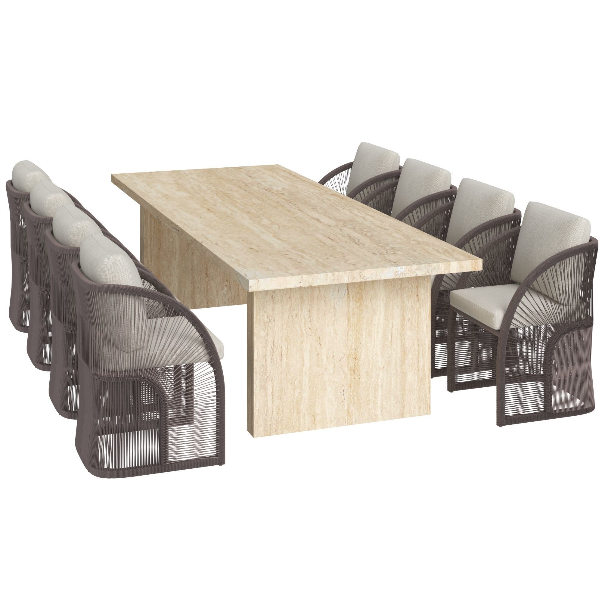 Restoration Hardware Pavona Chair Trento Travertine Dining Table 3D