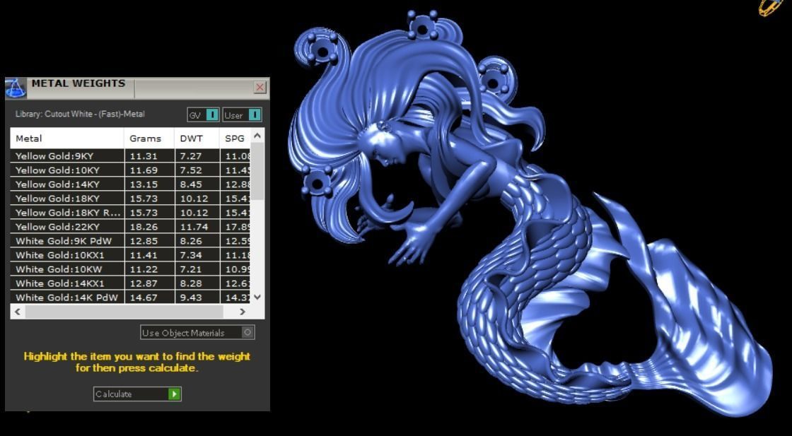 Mermaid pendant 04 3D print model_17