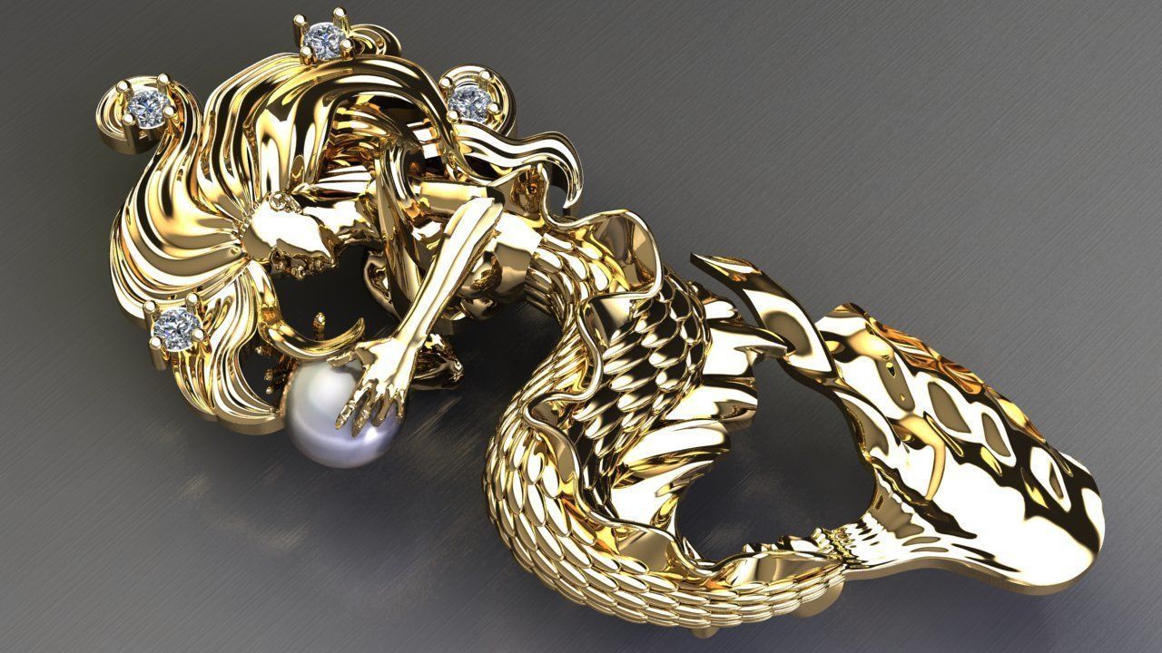 Mermaid pendant 04 3D print model_5