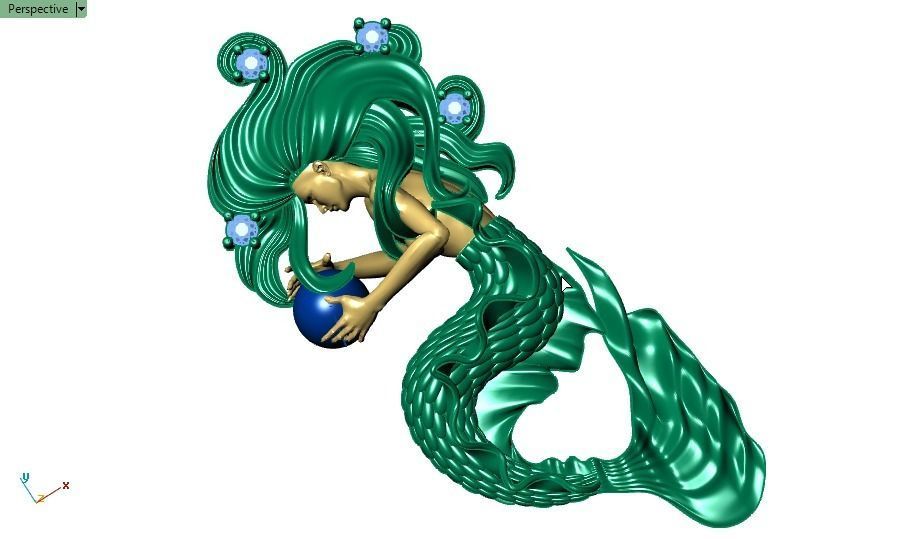 Mermaid pendant 04 3D print model_20