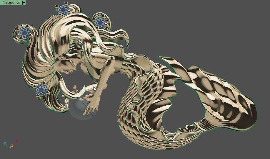 Mermaid pendant 04 3D print model_11