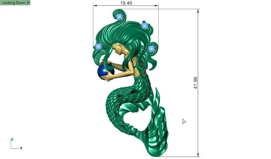 Mermaid pendant 04 3D print model_19