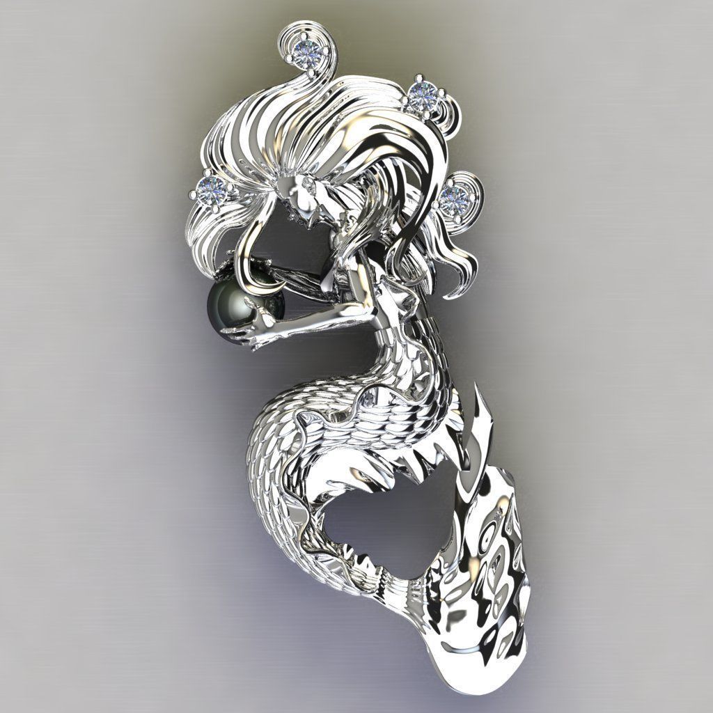 Mermaid pendant 04 3D print model_2