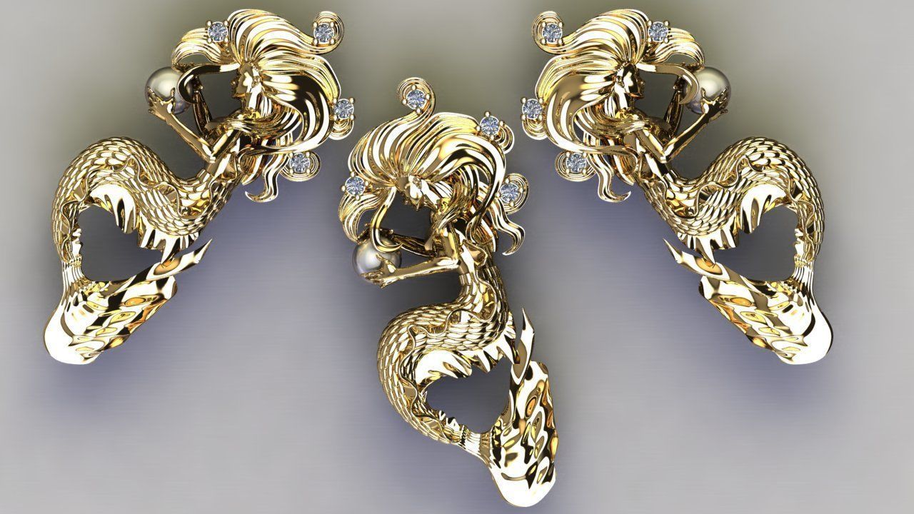 Mermaid pendant 04 3D print model_4