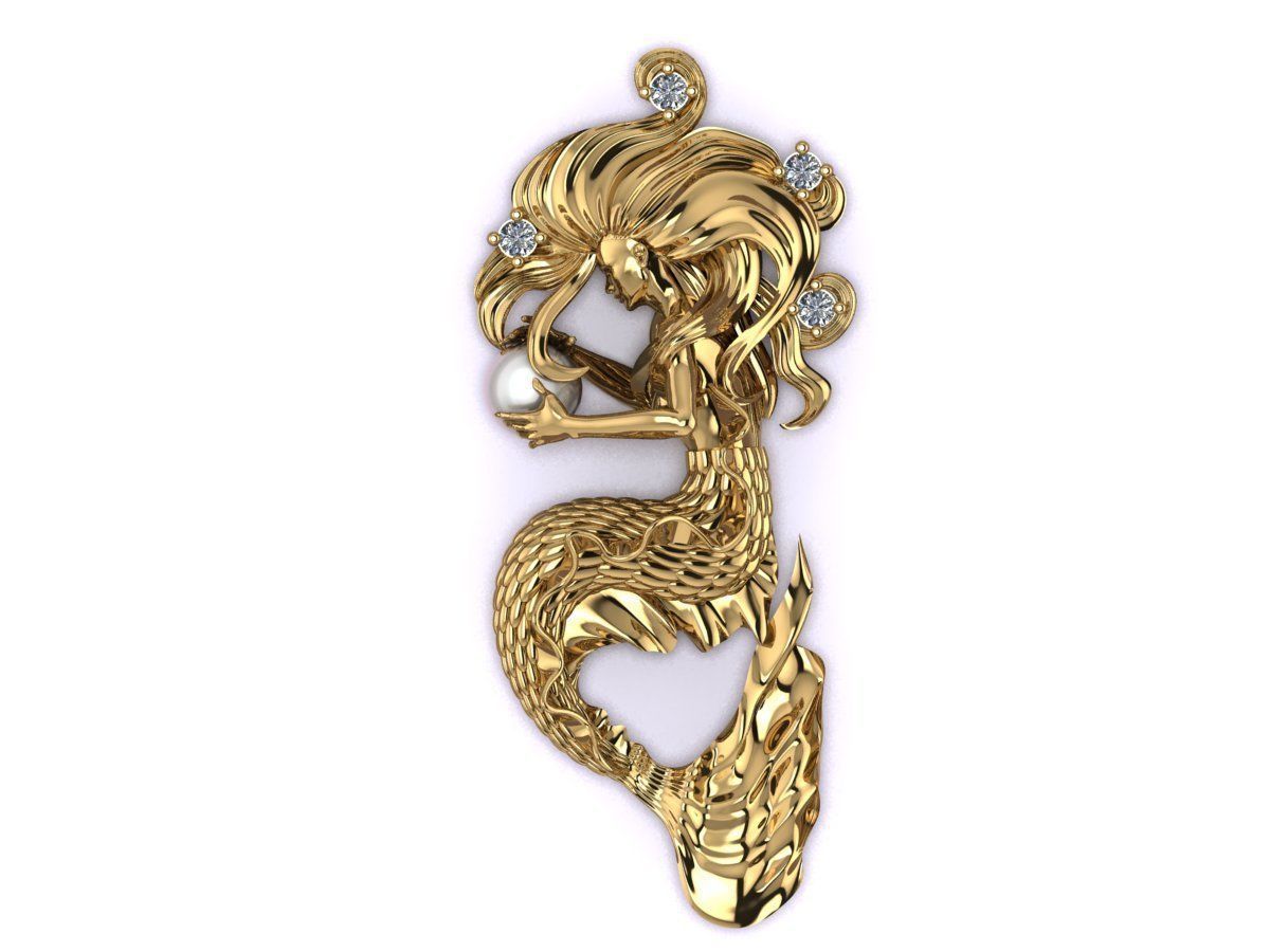 Mermaid pendant 04 3D print model_7