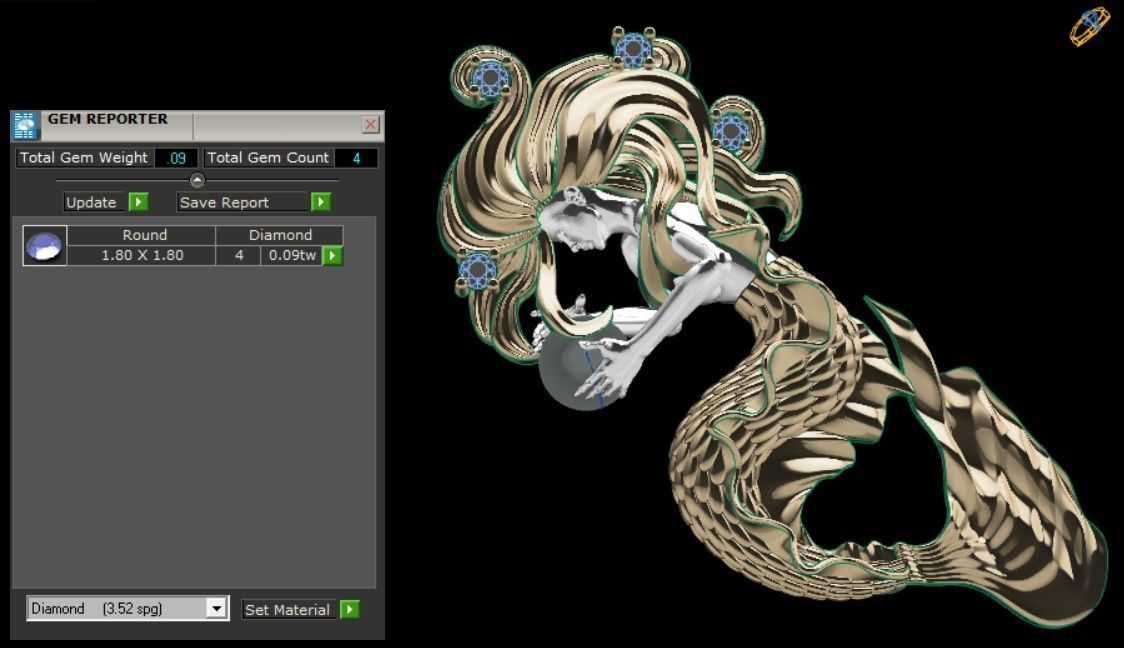 Mermaid pendant 04 3D print model_14