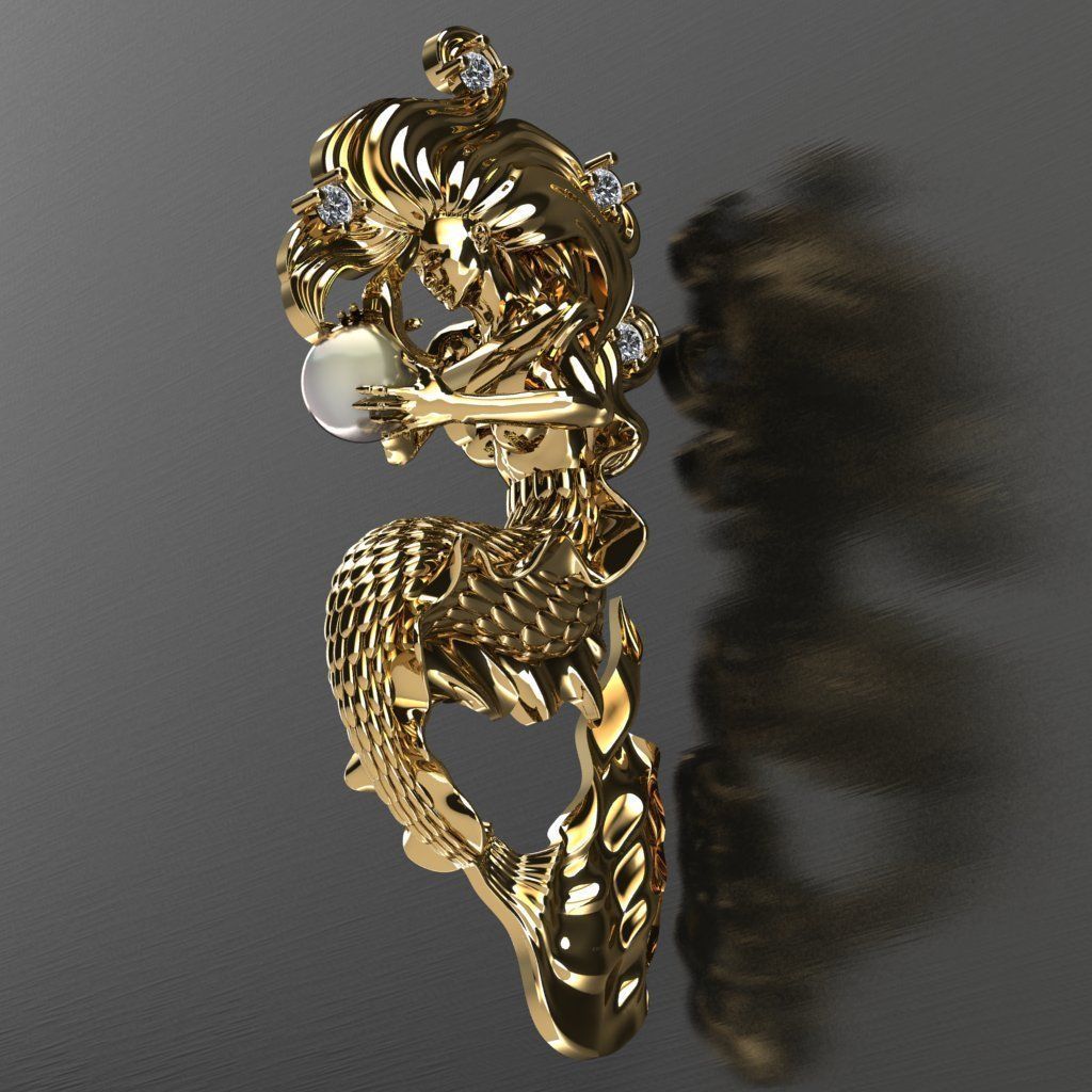 Mermaid pendant 04 3D print model_1