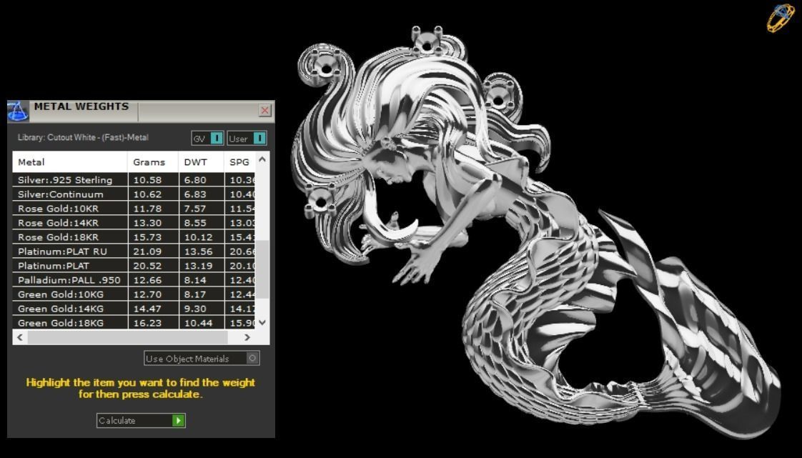 Mermaid pendant 04 3D print model_18