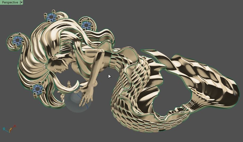 Mermaid pendant 04 3D print model_8