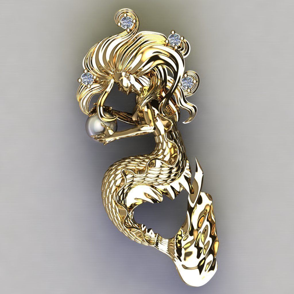 Mermaid pendant 04 3D print model_6
