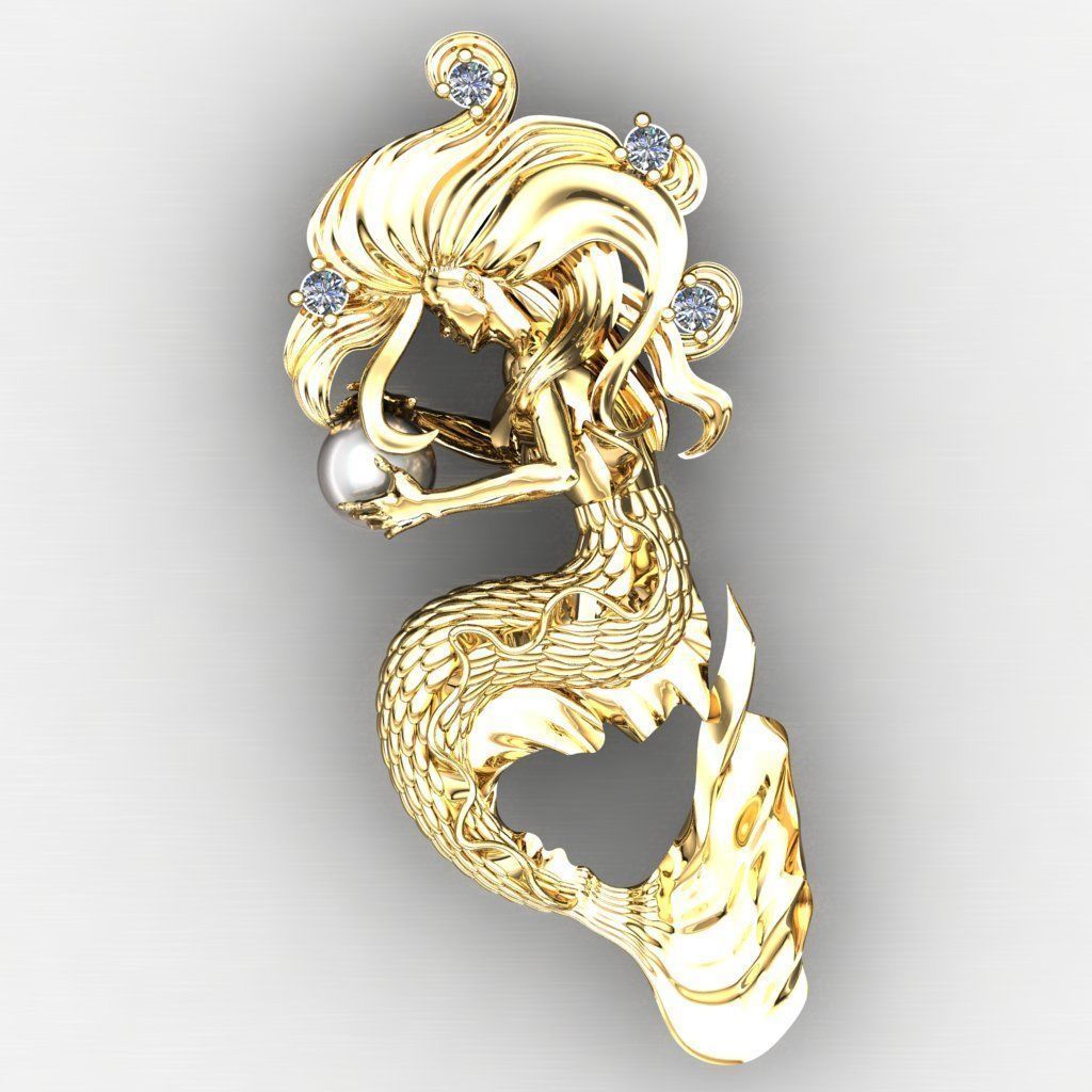 Mermaid pendant 04 3D print model_3