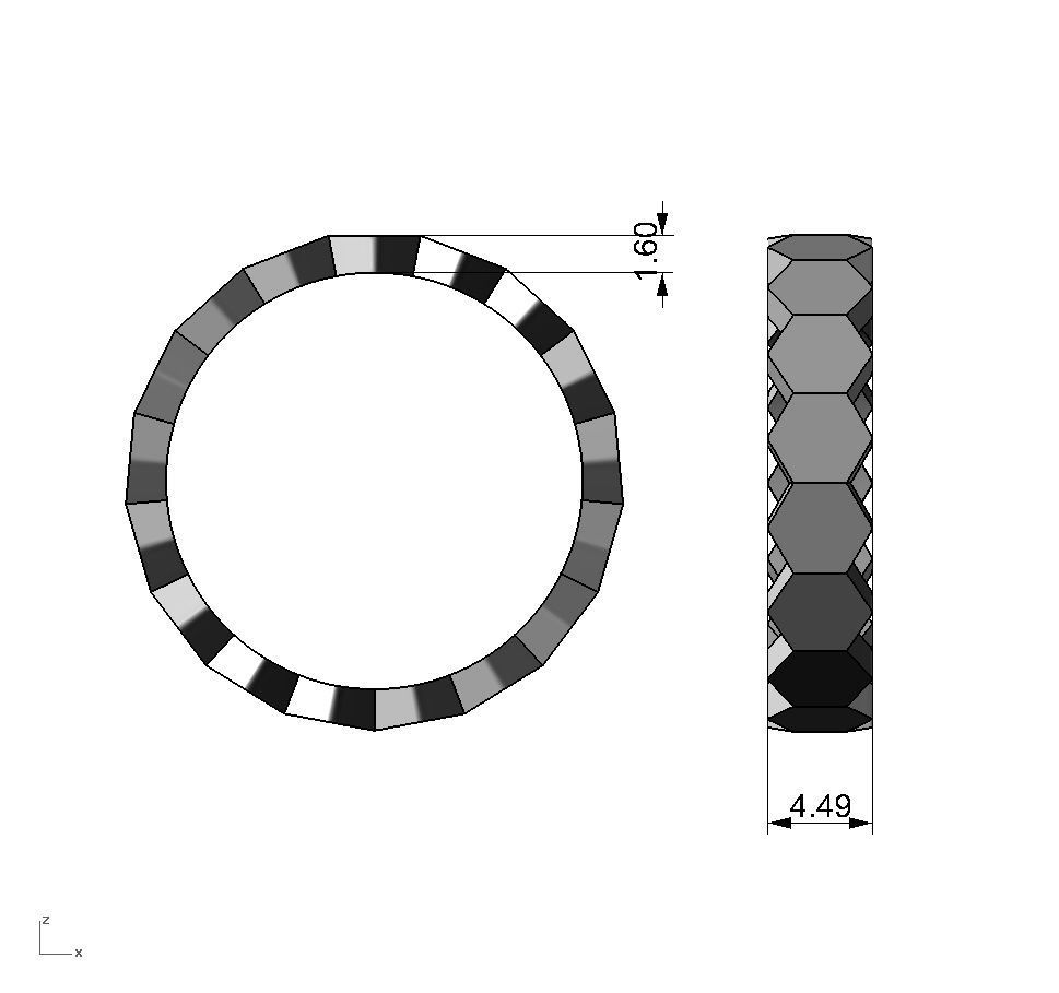 U037-04 Honeycomb ring 3D print model_3