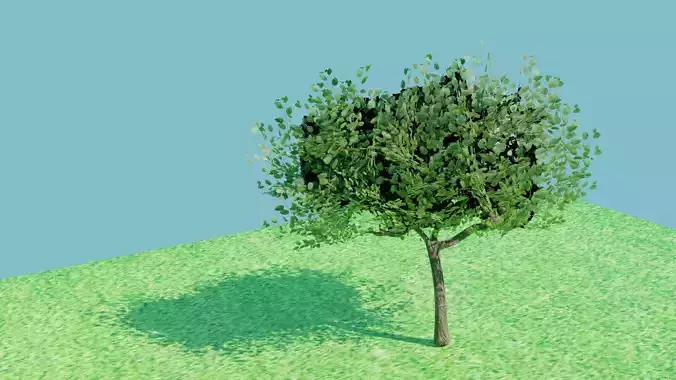 Tree 3D three trees on grassy field