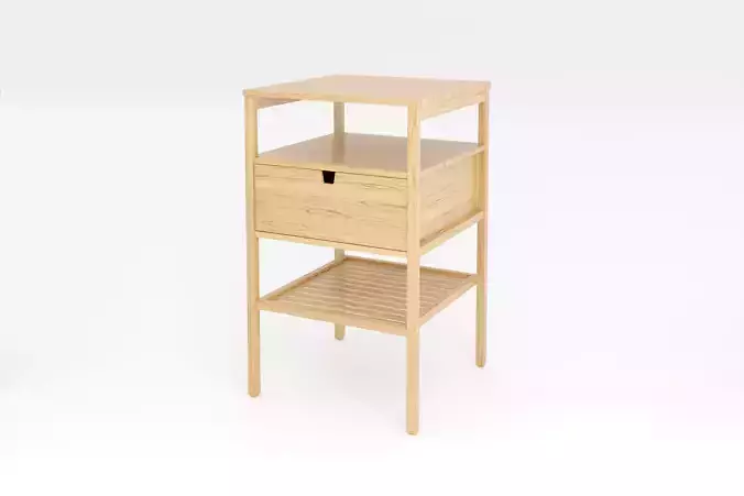 Nightstand 3D model bedside table with two drawers