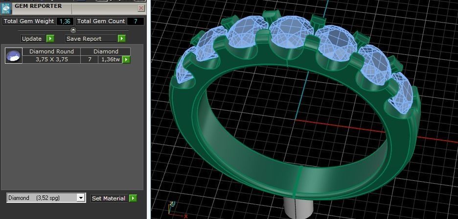 458 Ring with round stones 3D print model_9