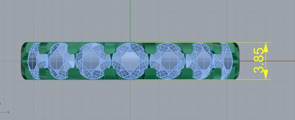 458 Ring with round stones 3D print model_6