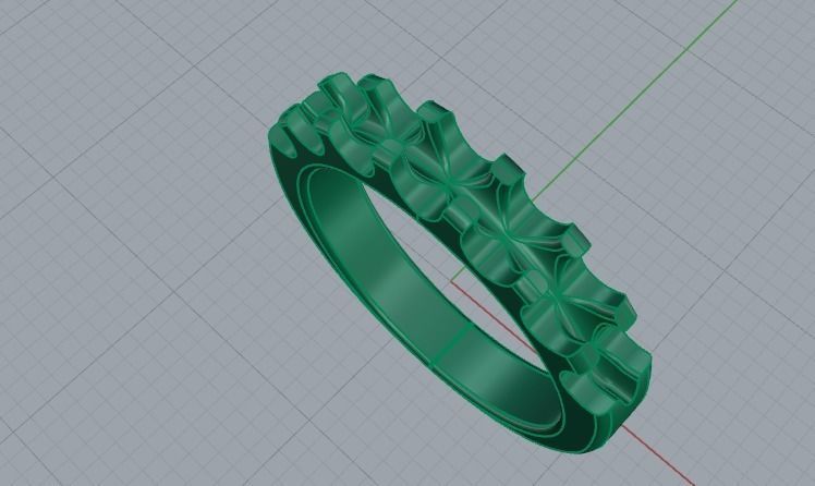 458 Ring with round stones 3D print model_7