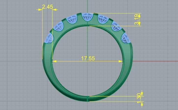 458 Ring with round stones 3D print model_4