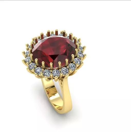 450 Ring with oval stone 3D print model