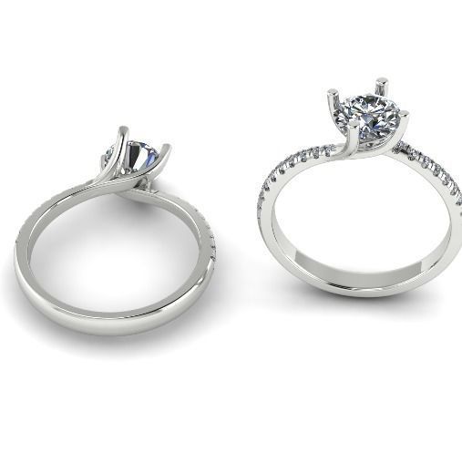 442 Ring with round stones 3D print model_3