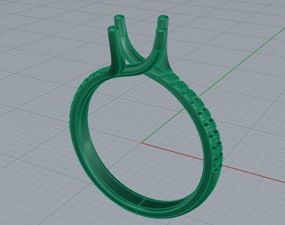 442 Ring with round stones 3D print model_7