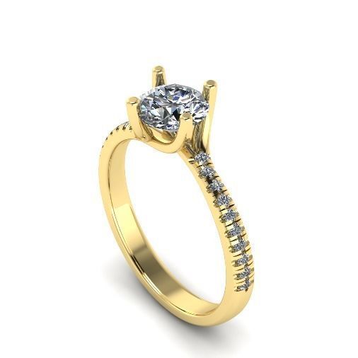 442 Ring with round stones 3D print model_1