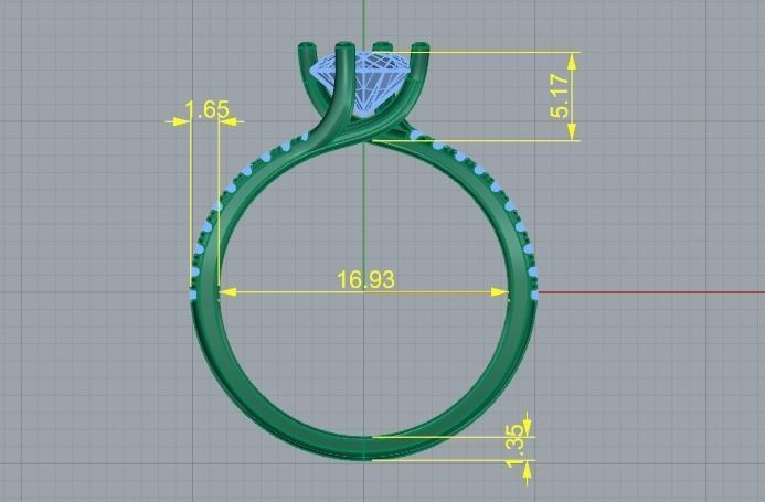 442 Ring with round stones 3D print model_4