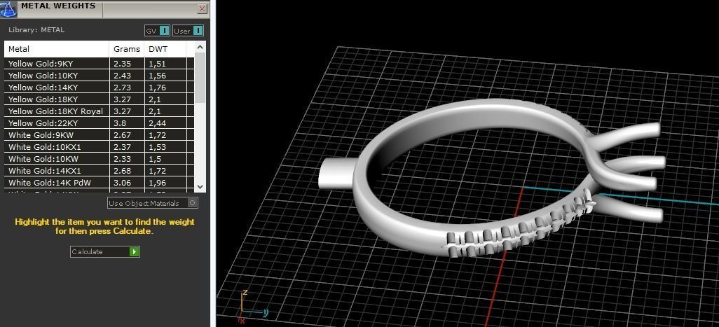 442 Ring with round stones 3D print model_8