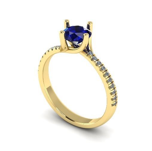 442 Ring with round stones 3D print model_2