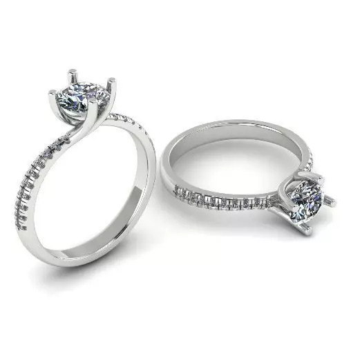 442 Ring with round stones 3D print model_0