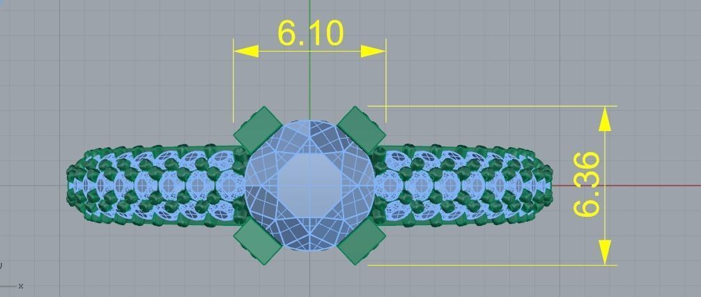 433 Ring with stones 3D print model_8
