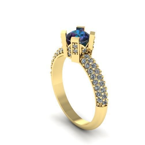 433 Ring with stones 3D print model_2